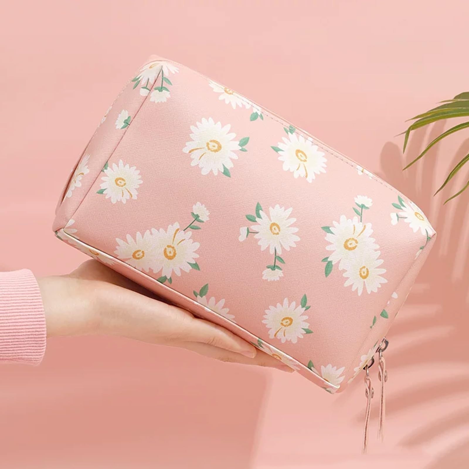 Borse Giornaliere, Beauty Case da Viaggio Donna, Multifunzionale Doppio Strato, Ideale per Il Bagaglio a Mano I Weekend Fuori Porta, Cerniera Doppio Cursore, Facile Accesso(Daisy)