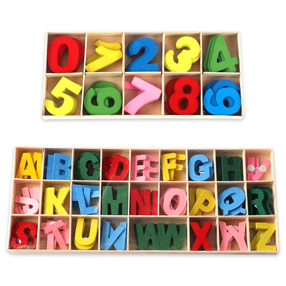 LGWJHCY 216 Pieces Wooden Letters and Numbers, Wooden Alphabet Numbers with Storage Compartment, DIY, Wedding, Display, Decor