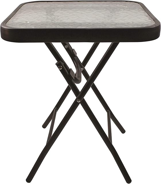 PaMeer Contemporary Style Black Coffee Table, Small Folding Table, Patio Side Table, Lightweight Weather Resistant Folding Camping Table Perfect For Indoor & Outdoor Folding Table_ 40x 40x 46Cm