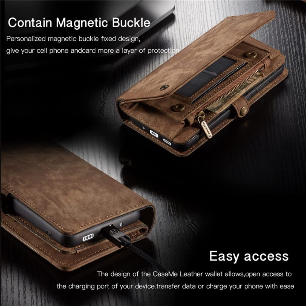 Funda de Cuero para Samsung S22 S21 S20 FE S10 S9 S8 Plus S7 Edge Wallet Card Cover para Galaxy Note 20 Ultra 10 9 8, marrón, Samsung S10 (5G)