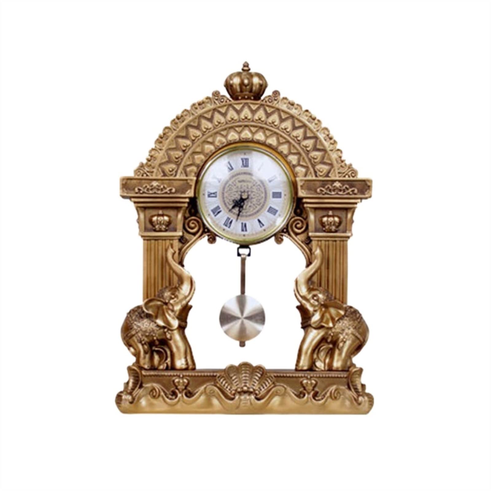 S5b8W3g7 Mantel Clocks European Retro Style Desk Clock Living Room Fireplace Decoration Light Luxury Ornaments Handicraft Decorate