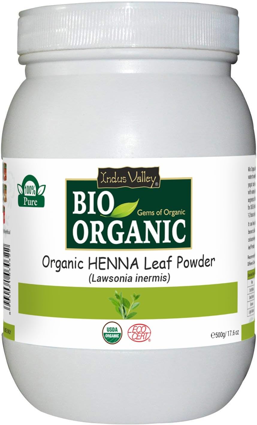 Indus Valley 100 Percent Organic Henna Leaf Powder, 500g