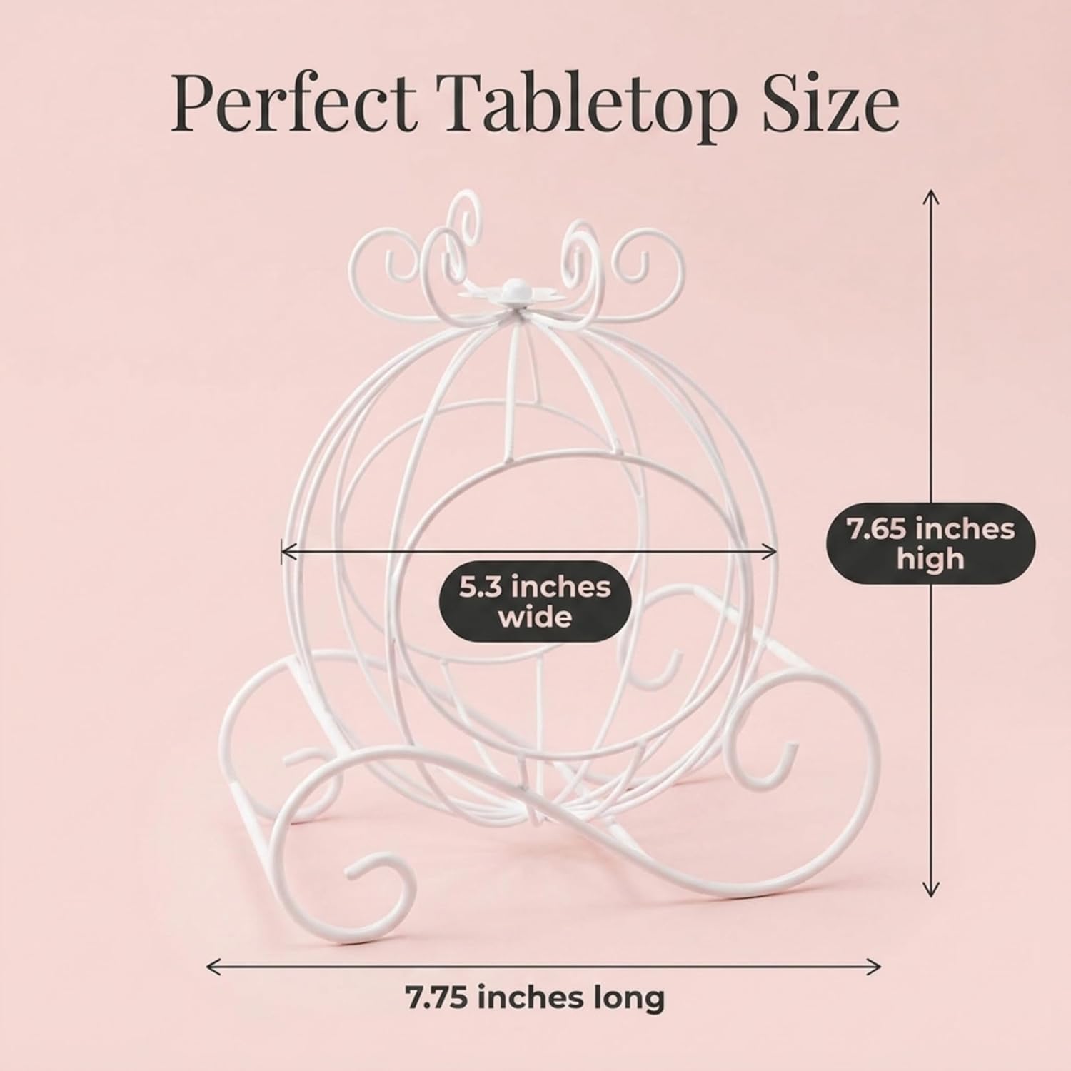 Andersons White Wire Cinderella Coach Centerpiece, Elegant Fairy Tale Wedding, Bridal Shower, Prom, Quinceañera, Anniversary, Sweet 16, Baby Shower, Engagement Party, Gala, Festival Décor 7.75"