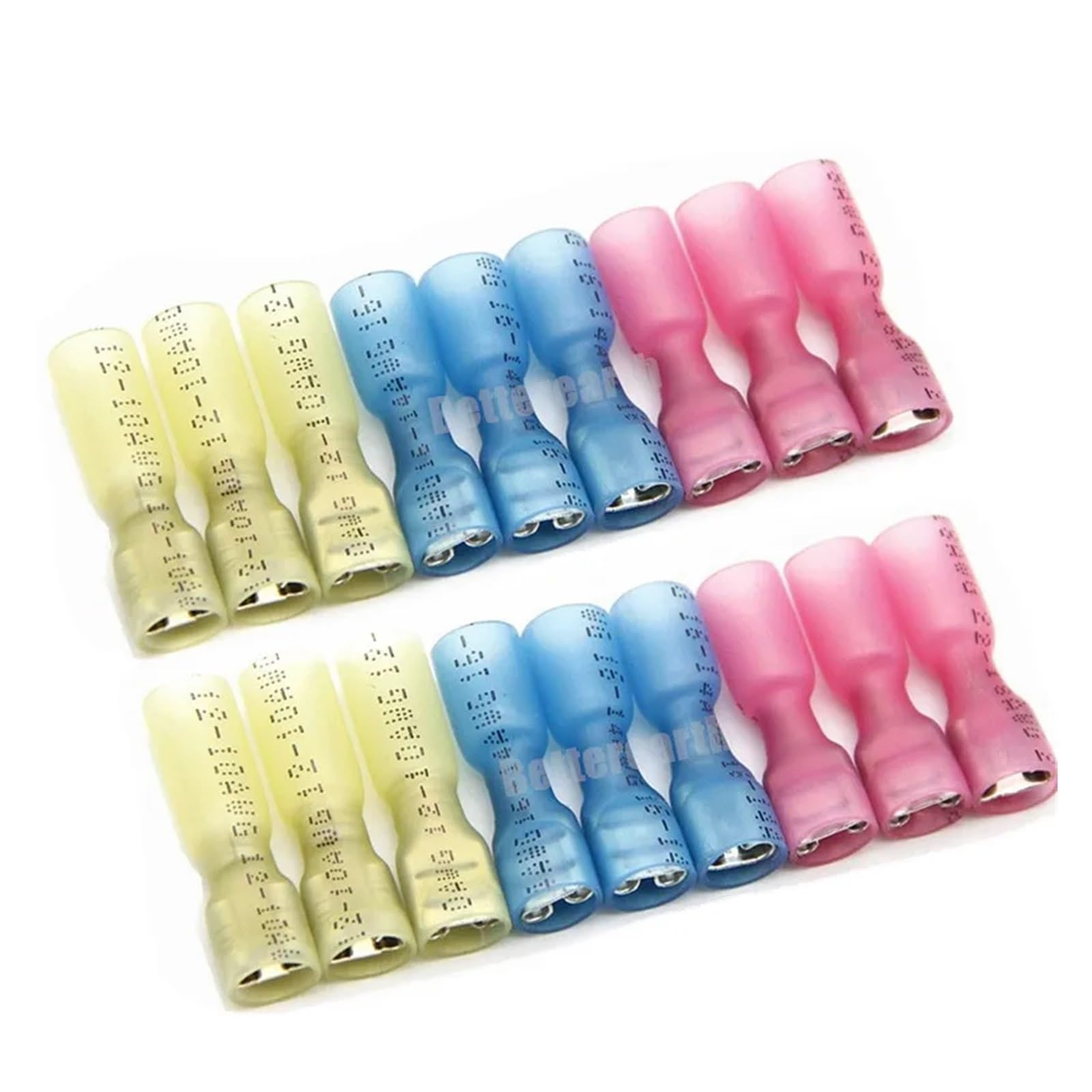 25PCS Heat Shrink Crimp Terminals Kit Insulated Butt Wire Connector Electrical Cable Female Docking Spade Terminal(Blue)