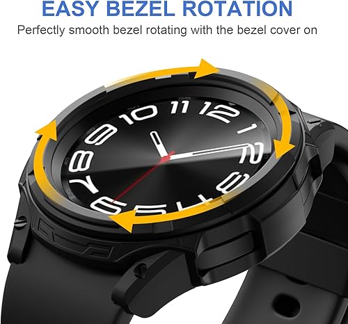 Miniatura 2 de Cuteey Protector de bisel 3 en 1 para Samsung Galaxy Watch 6 Classic 1.693 in, funda protectora de pantalla suave con película protectora de vidrio