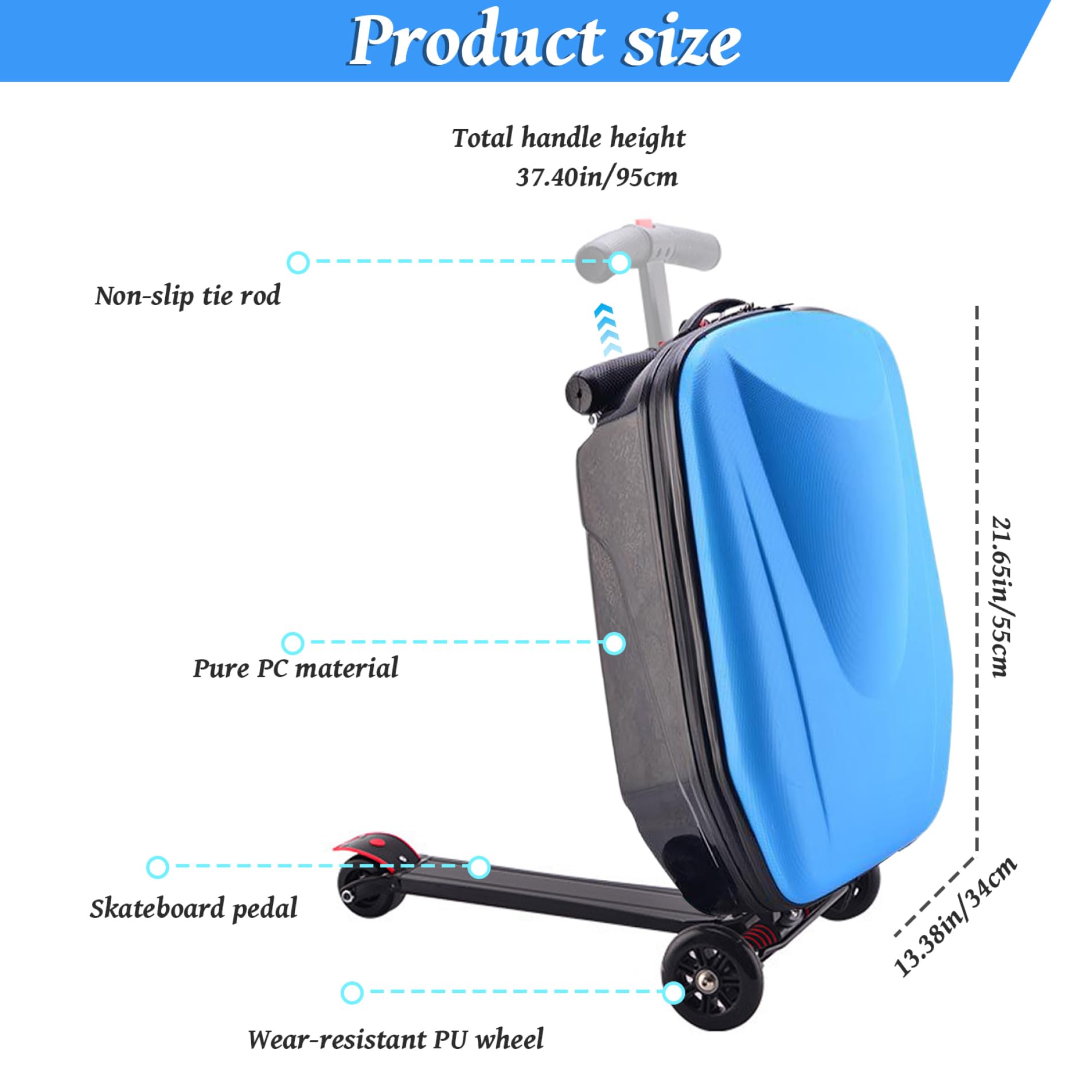 Valise Enfant Jeorywoet Scooter Suitcase For Kids Large Capacity - Main Image