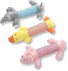 KIT 03 Brinquedos De Pelúcia Mordedor Para Cães Cachorro Gatos Filhotes com apito Petbuco PORCO PATO LOBO