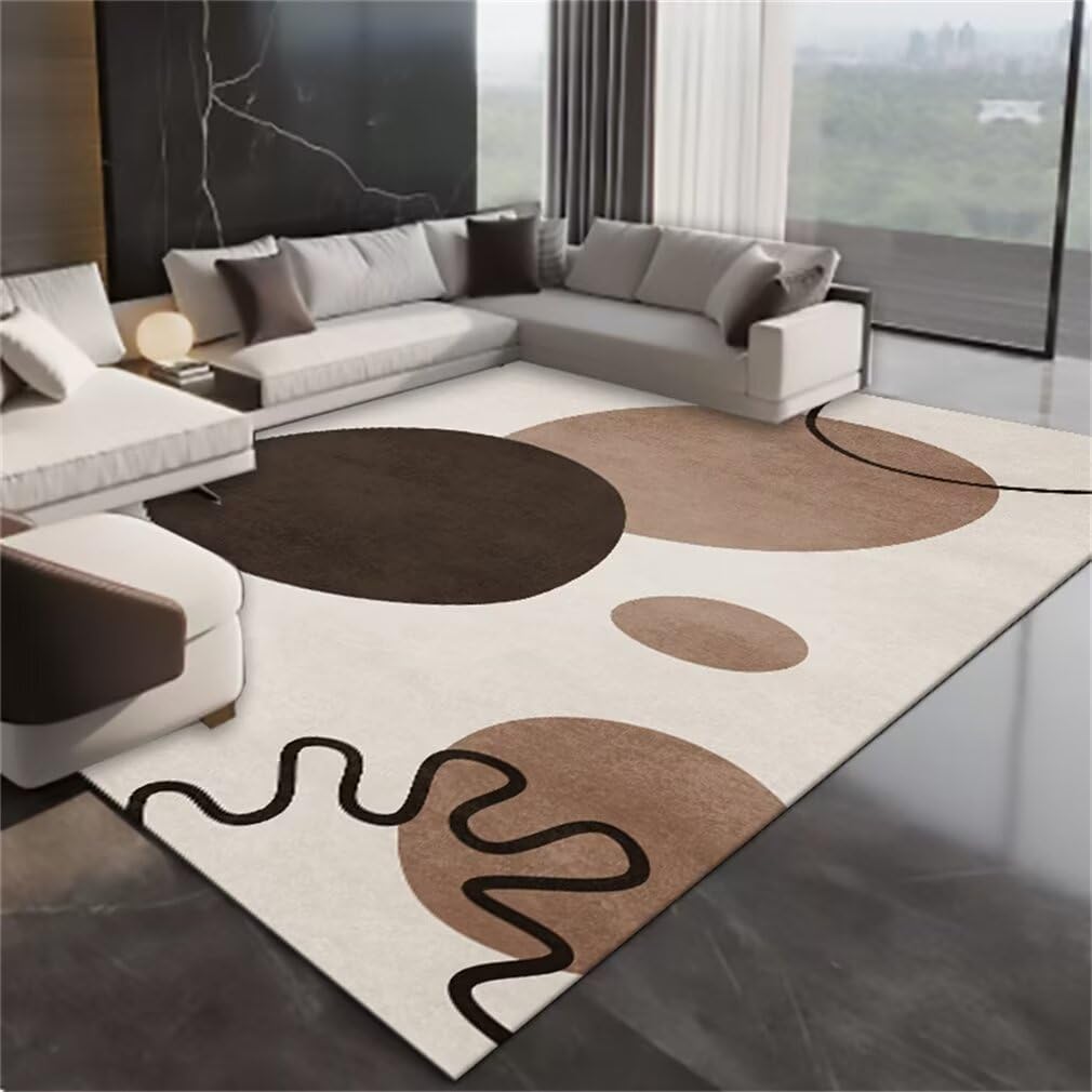 Tapis 160x210cm moderne et grand tapis de salon beige doux