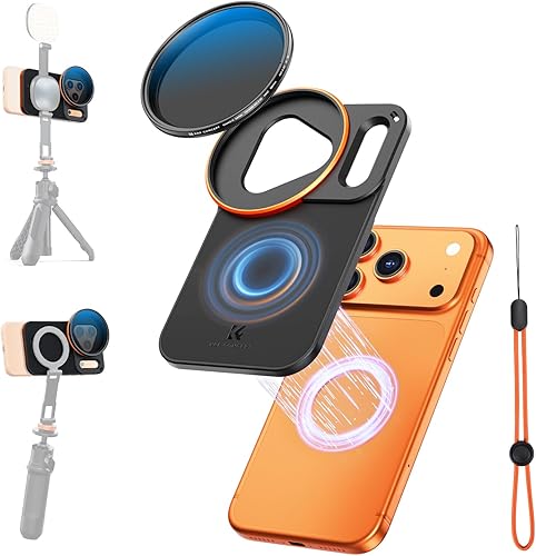 Miniatura 12 de K&F CONCEPT Adaptador de montaje de filtro magnético de doble cara con filtro CPL de 2.283 in, compatible con iPhone 17 Pro y filtros roscados