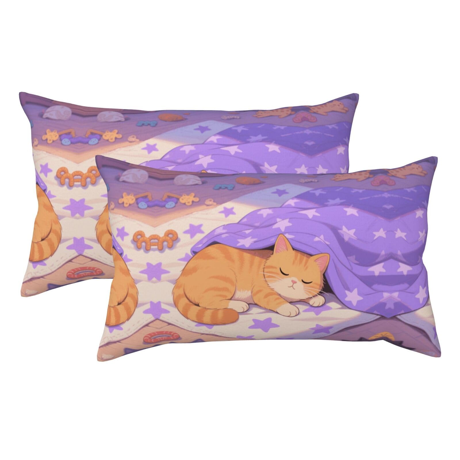 Calico cat Luxury King Pillowcases Set of 2, Plush Velvet Feel Pillow Covers with Hidden Zipper, Skin & Hair Friendly, 20x36 Inches Pillow Cases for Sleeping Gift