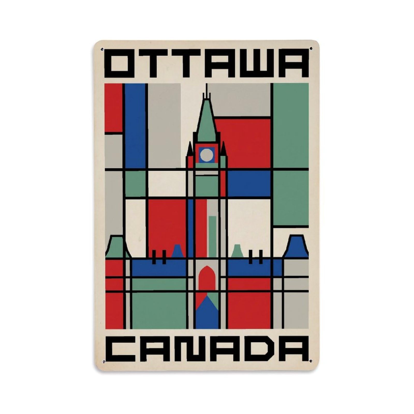 Vintage Canada Ottawa Travel Metal Tin Sign