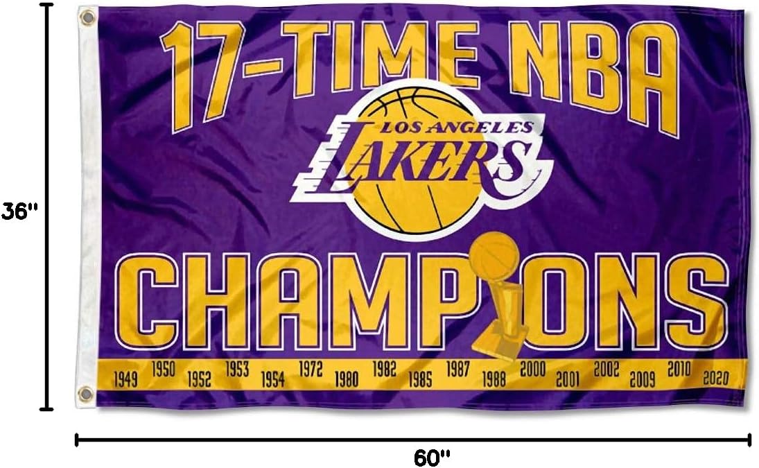 Los Angeles Lakers 17 Time Champions Outdoor Large Grommet Banner Flag - Image 8