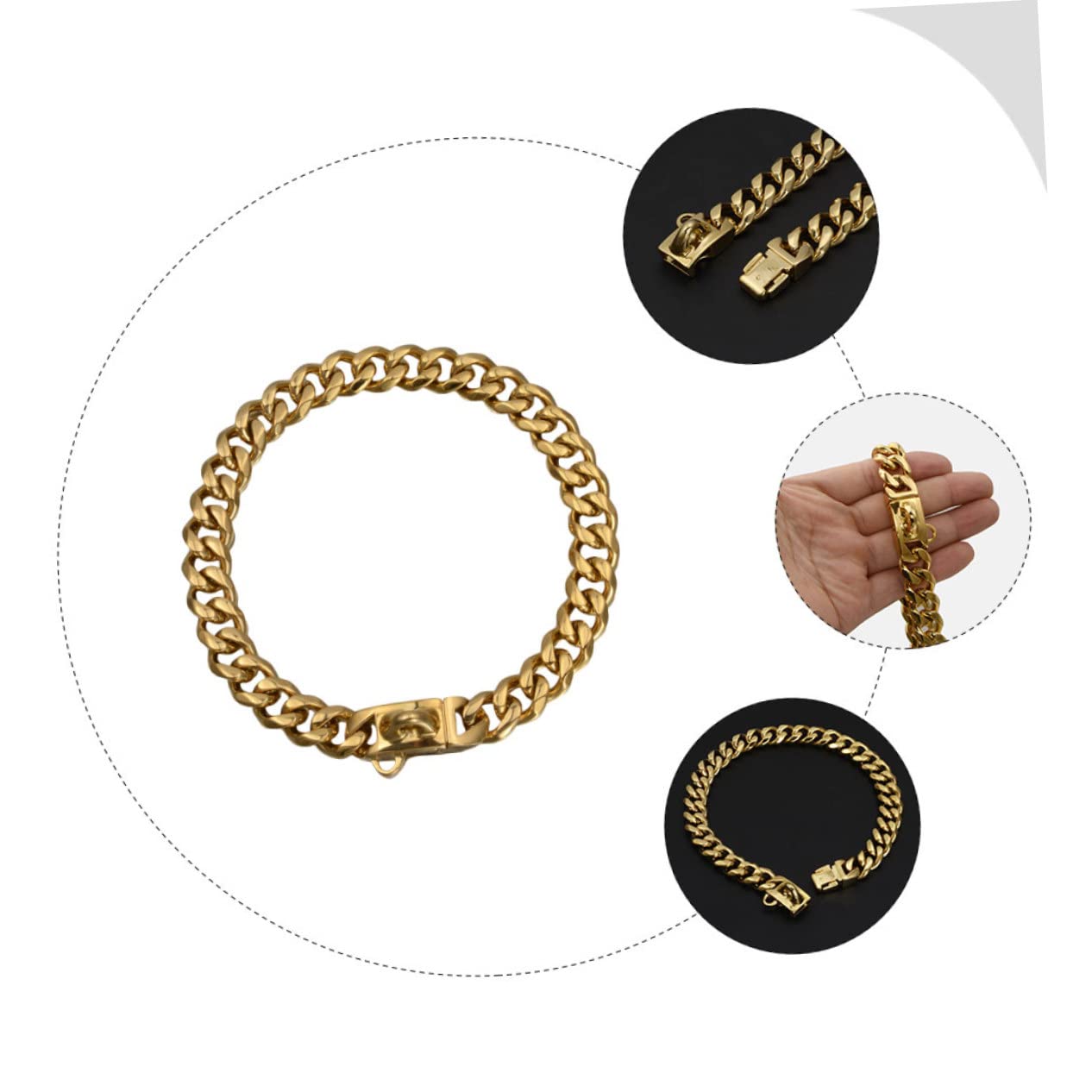 Sosoport Collar Decorativo para Cachorros Fácil de Limpiar y Colocar de Acero Inoxidable Dorado para Perro Accesorio para Cachorros y Perros Pequeños y Perros Pequeños
