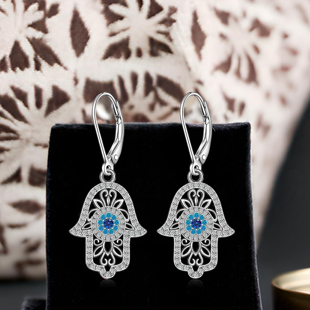 Hamsa Earrings for Women 925 Sterling Silver Evil Eye Dangle Hamsa Hand Earrings for Everyday Wear and Special Occasions Birthday Mother’s Day Gifts - Image 5