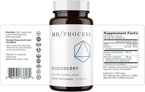Miniatura 2 de GlucoBerry Maqui Berry Extracto con picolinato de cromo para apoyo a la salud de la sangre, con biotina y Gymnema Sylvestre - Formulado por médicos,