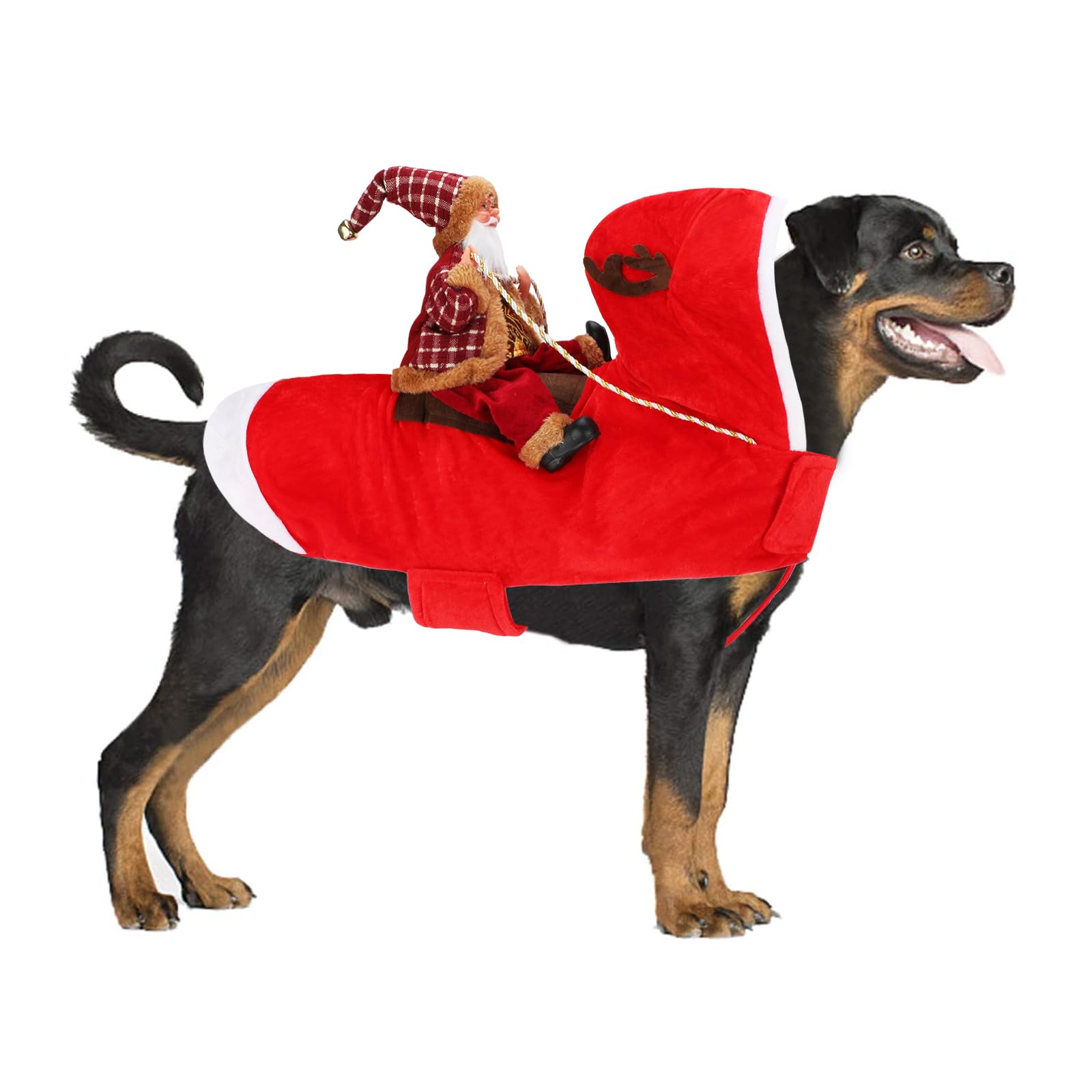 BWOGUE Santa Dog Costume Christmas Pet Clothes Santa Claus Riding Pet Cosplay Costumes Party Dressing up Dogs Cats Outfit for Small Medium Large Dogs