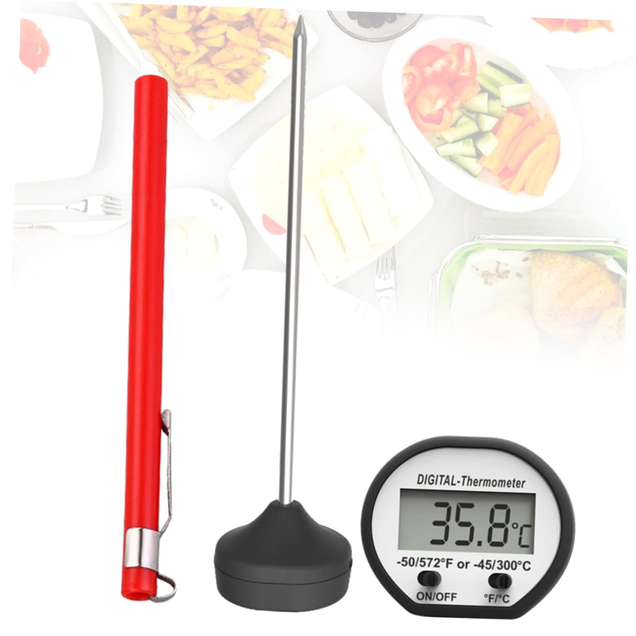 MAGICLULU 3pezzi Termometro Elettronico Per Alimenti Strumento Di Cottura Preciso Per Cucina e Barbecue Facile Da Usare Design Compatto Con Copertura Misurazione Rapida e Affidabile Per