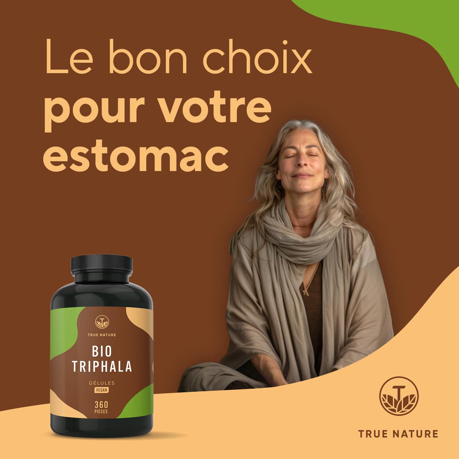 Triphala BIO - 2000mg par dose - 360 Gélules - Fruits de Triphala de l’Inde - Ayurveda, Vegan - Digestion & Immunité - Sans: Additifs, Lactose & Gluten - TRUE NATURE