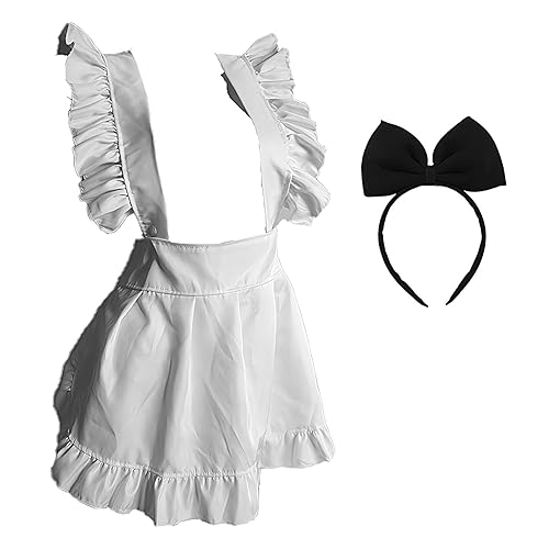 Generico Grembiule bianco con volant, grembiule da cameriera - Adorabili