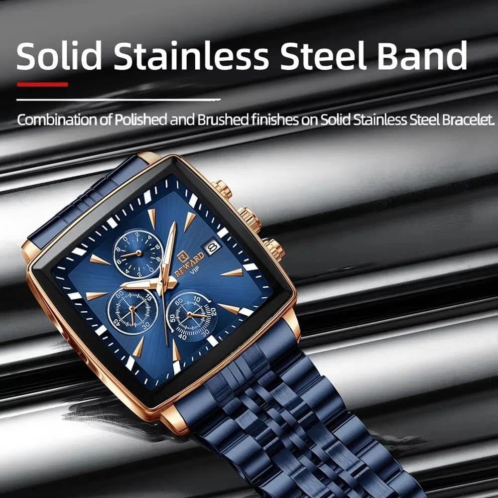 Reloj rectangular de cuarzo para hombre, reloj de pulsera de lujo, reloj de negocios, manecillas luminosas, resistente al agua