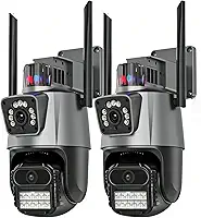 Kit 1 Câmera de Segurança 4G V3 Dupla Lente PTZ Alarme Luz Policial - Monitoramento Sem Wi-Fi, Visão Noturna Colorida, Detecção Humana, Áudio Bidirecional, IP66 (2)