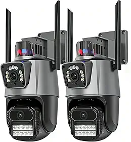 Kit 1 Câmera de Segurança 4G V3 Dupla Lente PTZ Alarme Luz Policial - Monitoramento Sem Wi-Fi, Visão Noturna Colorida, Detecção Humana, Áudio Bidirecional, IP66 (2)
