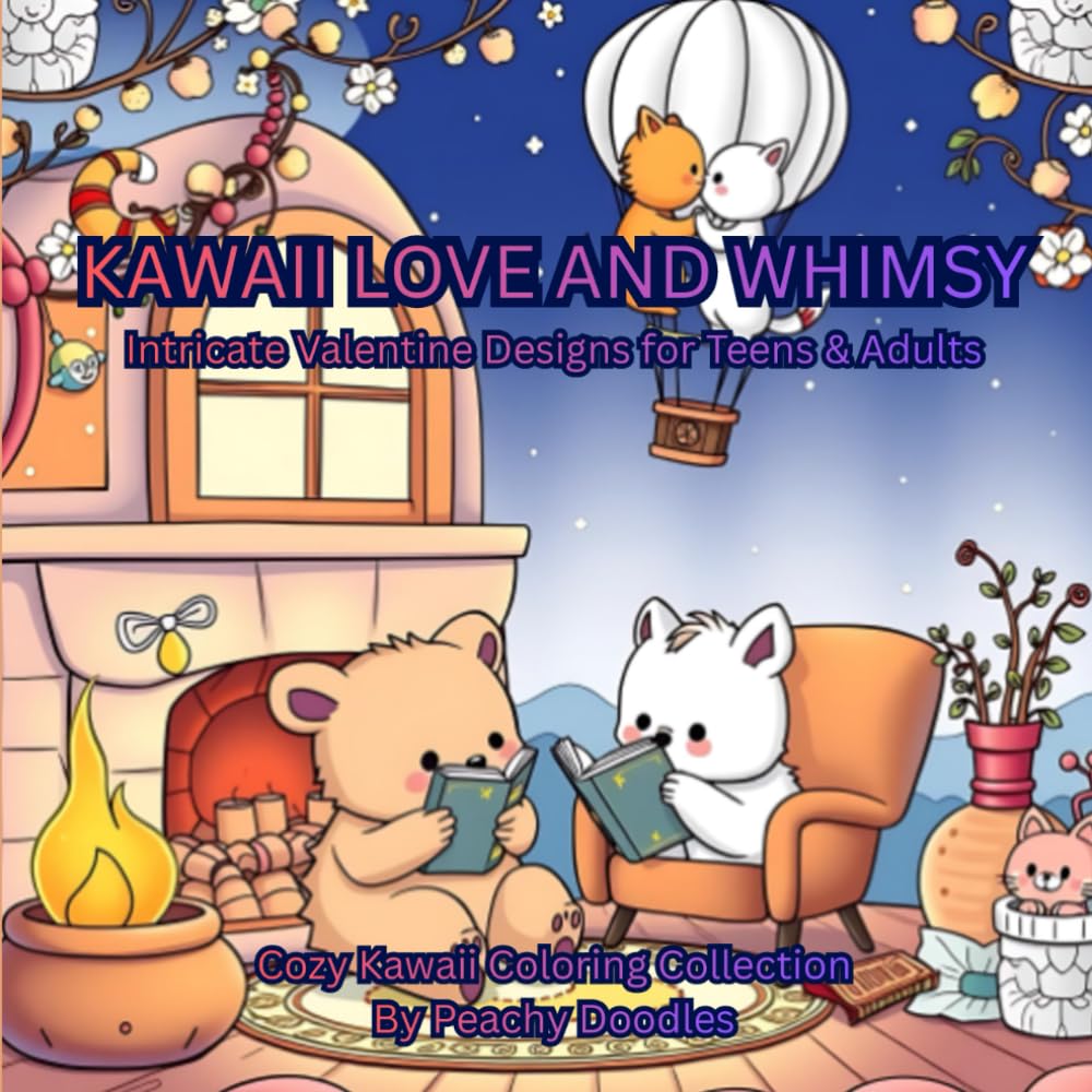 Kawaii Love and Whimsy: Intricate Valentine Designs for Teens & Adults (Cozy Kawaii Coloring Collection)