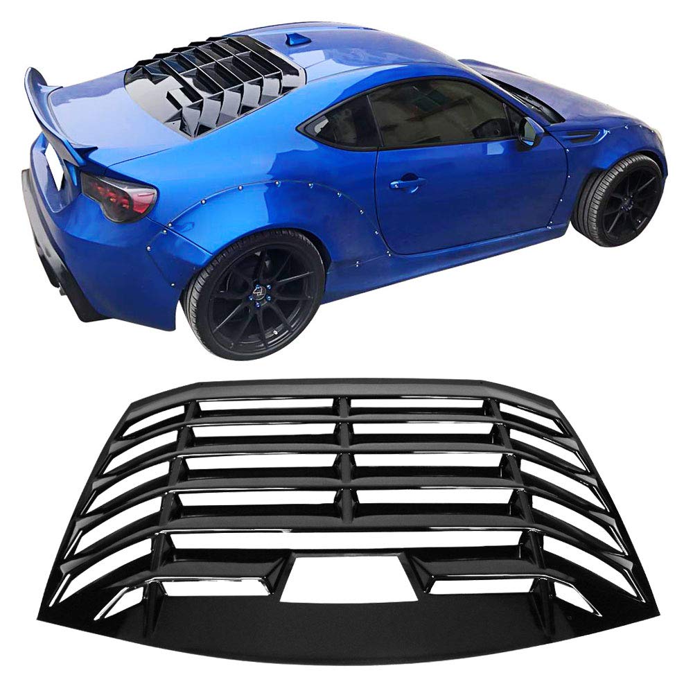 IKON MOTORSPORTS, Rear Window Louver Compatible with 2013-2016 Scion FR-S/2013-2020 Subaru BRZ/2017-2020 Toyota 86, IKON Style Gloss Black Window Visor Guards Sun Shade Cover ABS