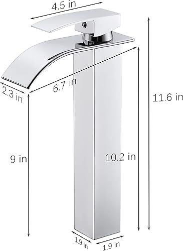 Miniatura 2 de Grifo de baño alto cromado, cascada, grifo de baño alto de una sola manija, 1 agujero, lavabo mezclador, grifo mezclador