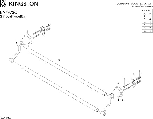 Miniatura 2 de Kingston Brass BA7973C - Toallero doble inglés, vintage, 24 pulgadas, cromo pulido