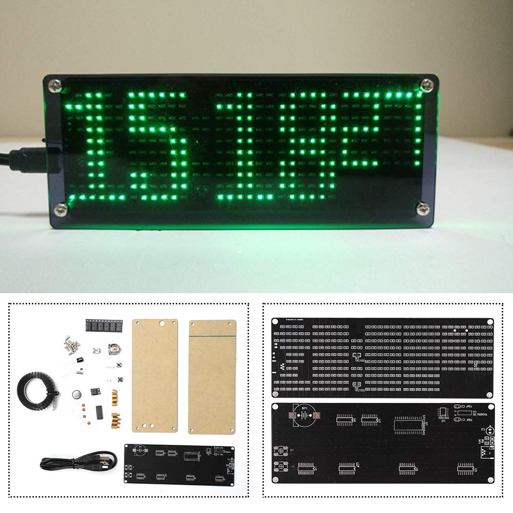 Garsent Kit LED-Uhr, 5V Digital Electronic DIY Clock Kit in Acryl Aussehen mit Temperatur Prompt für DIY.
