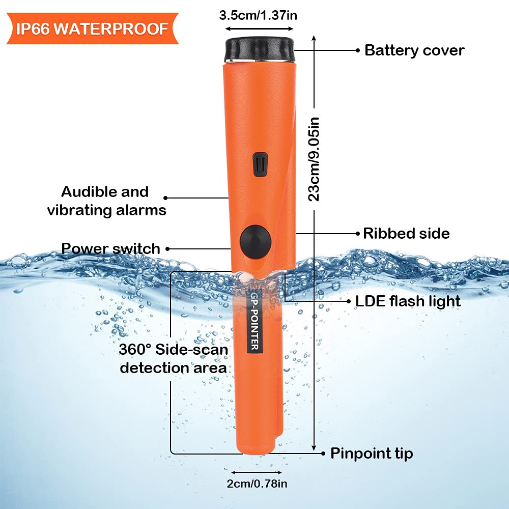Diealles Shine Pinpointer, IP66 Etanche Pinpointer Détecteur de Métaux, Détecteur de Métaux Portable pour Chasse aux Trésors