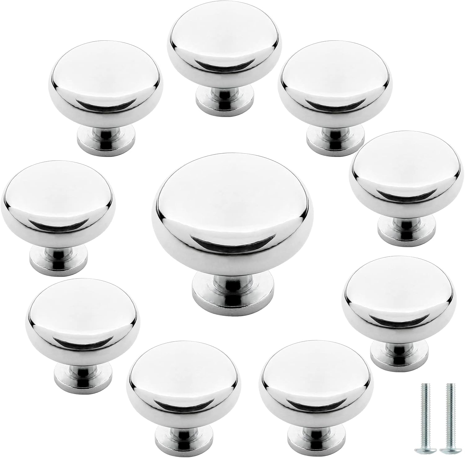 Luomorgo 10 Pack Polished Chrome Cabinet Knobs Round Kitchen Cabinet Door Knobs Drawer Knobs Round Drawer Handles for Bathroom Closet Dresser