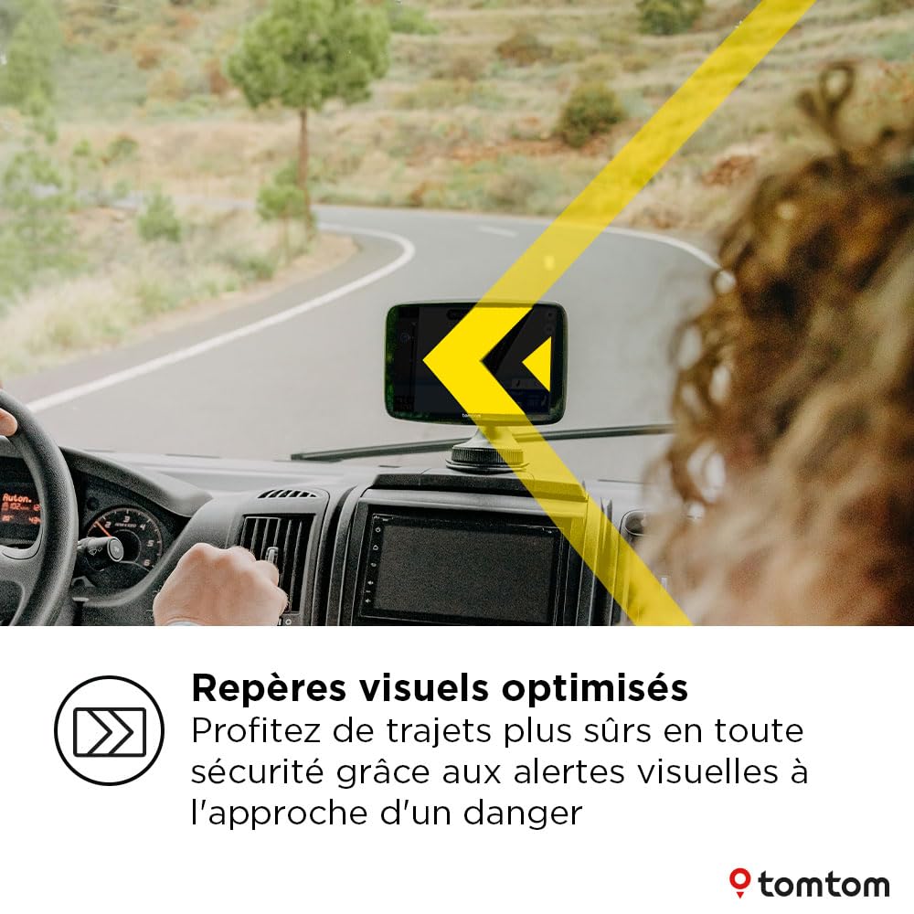 TomTom GPS GO Camper Max 2ème gnt. pour Camping-Car et caravanes, écran 7" avec Poi dédiés, MàJ Via Wi-FI,TomTom Traffic, Alertes des Zones de Danger, Cartes Monde, ZFE, mémorisation des profils