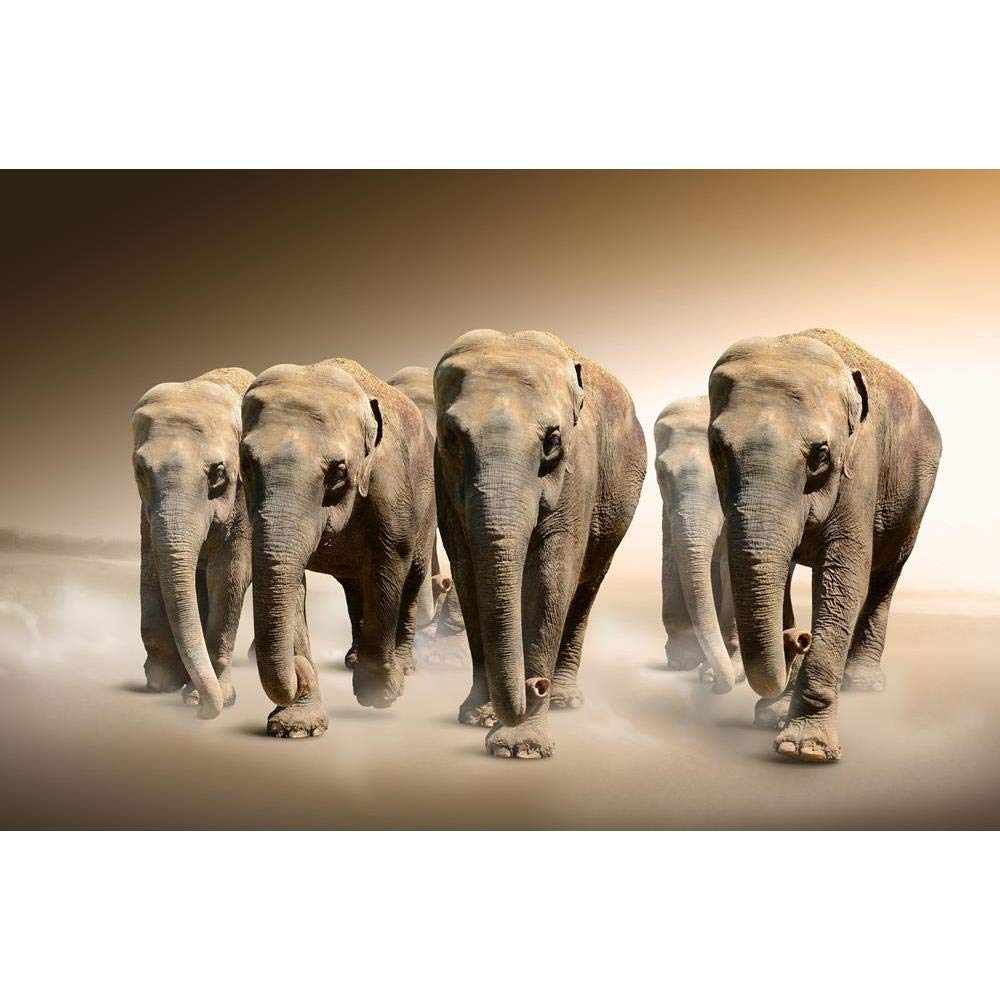 ArtzFolio Herd of Elephants | Peel & Stick Vinyl Wall Sticker for Home & Wall Decoration | 18.1 x 12 inch (46 x 30 cms)