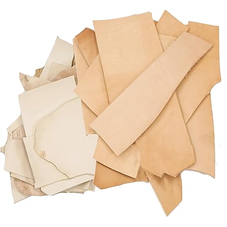 ELW Vegetable Tanned Leather Scraps | 2 Ounce Stamps Weight | Size:...