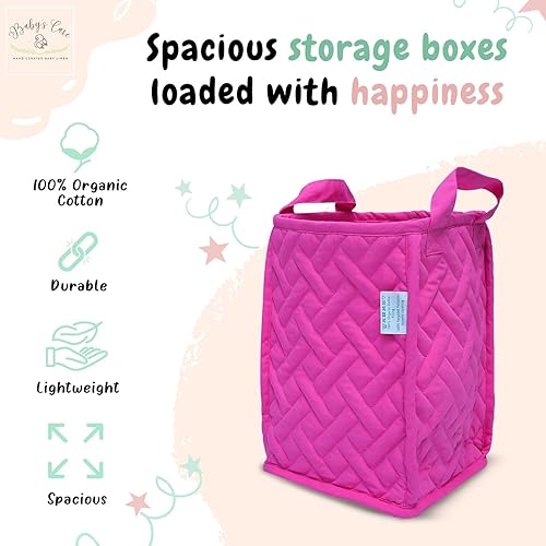 Miniatura 3 de Cesta de lavandería con asas, 100% algodón orgánico, cesta para organizar juguetes y juguetes de niños, decoración de guardería, cesta de regalo