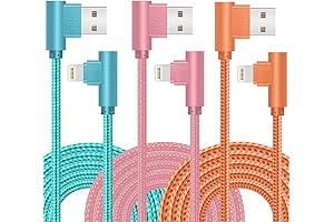 3-Pack 10FT 90 Degree Angle iPhone Charger