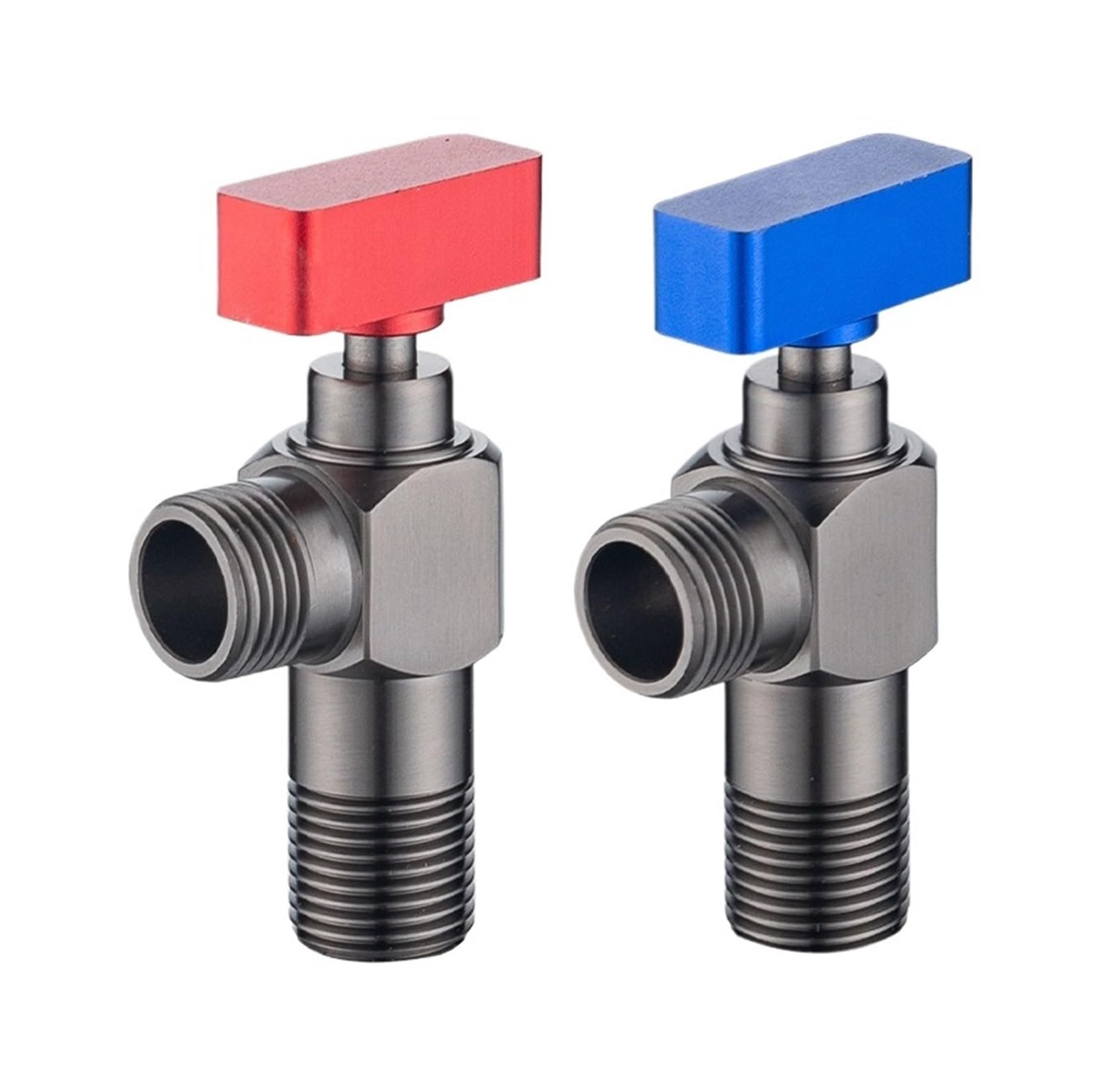 Valvola ad Angolo, Valvola a Sfera for scaldabagno a Gas, Grande Flusso di Acqua Calda e Fredda, valvola Completamente Aperta del Rubinetto della Triangolare, Nucleo Water (Grigio-Blu)