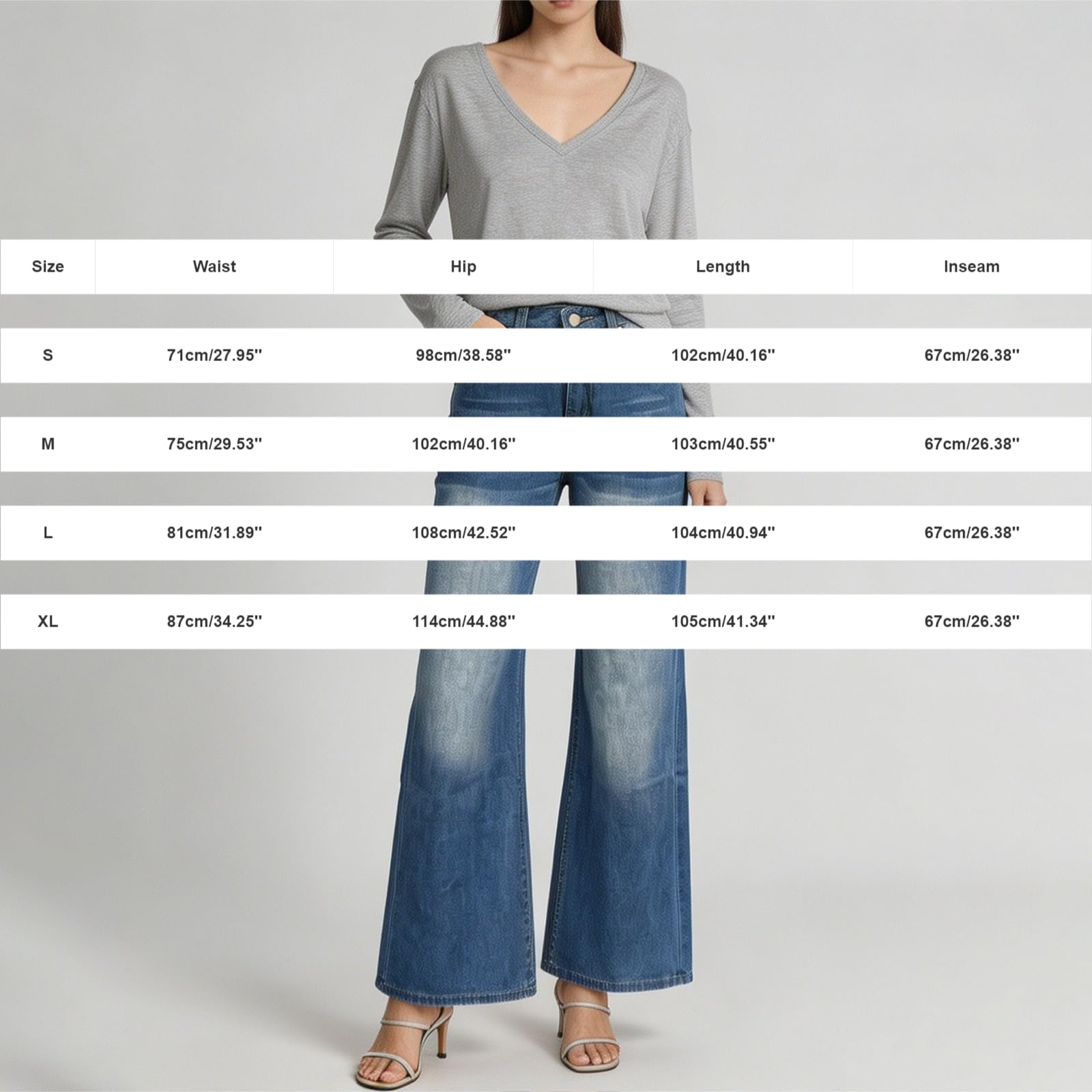 Jean Bootcut stretch pour femme - Taille haute - Jambe large