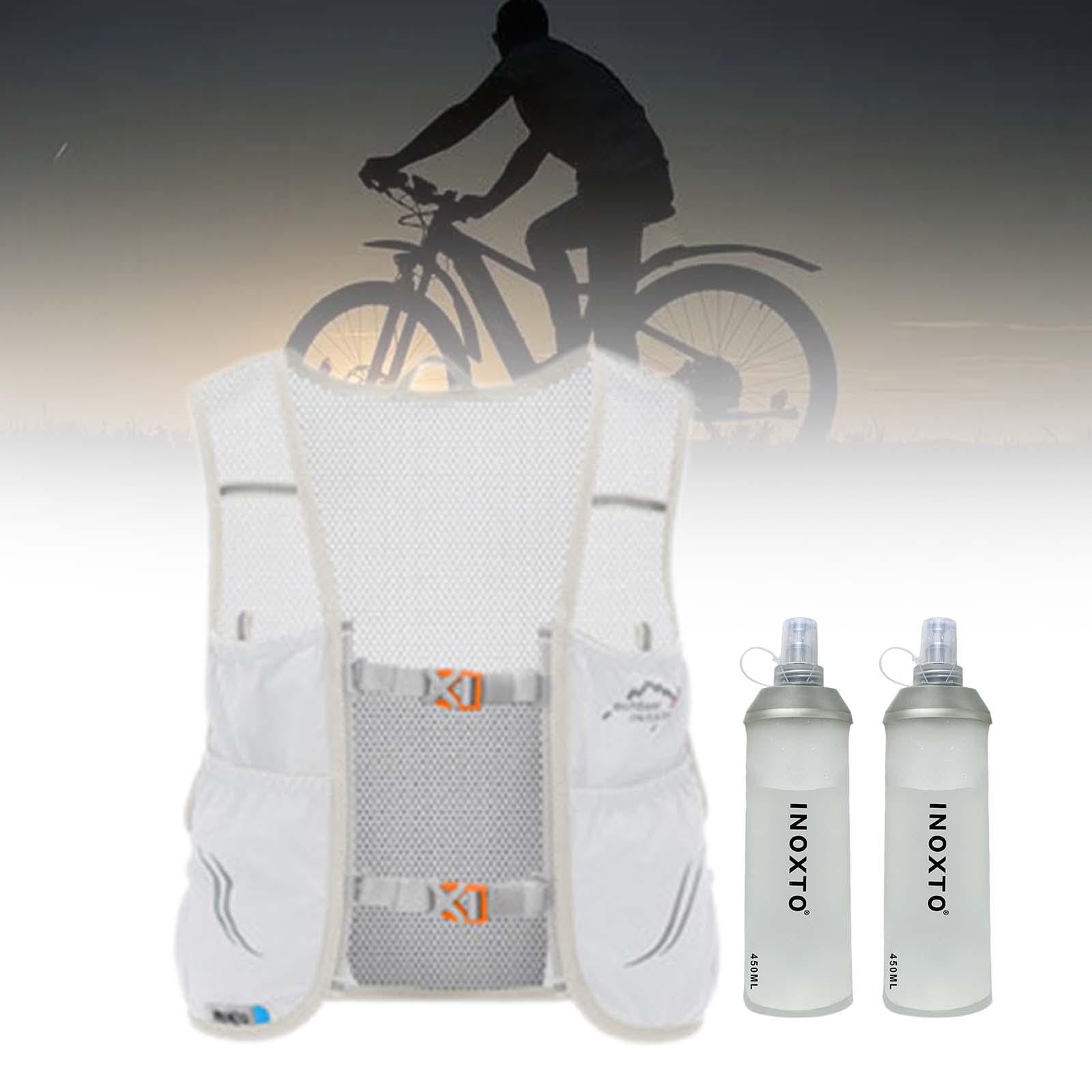 Gilet da Corsa, Gilet di Idratazione con Due Sacche, Zaino da Trail Running, Zaino da Ciclismo, Strisce Riflettenti, Spallacci Regolabili per Corsa E