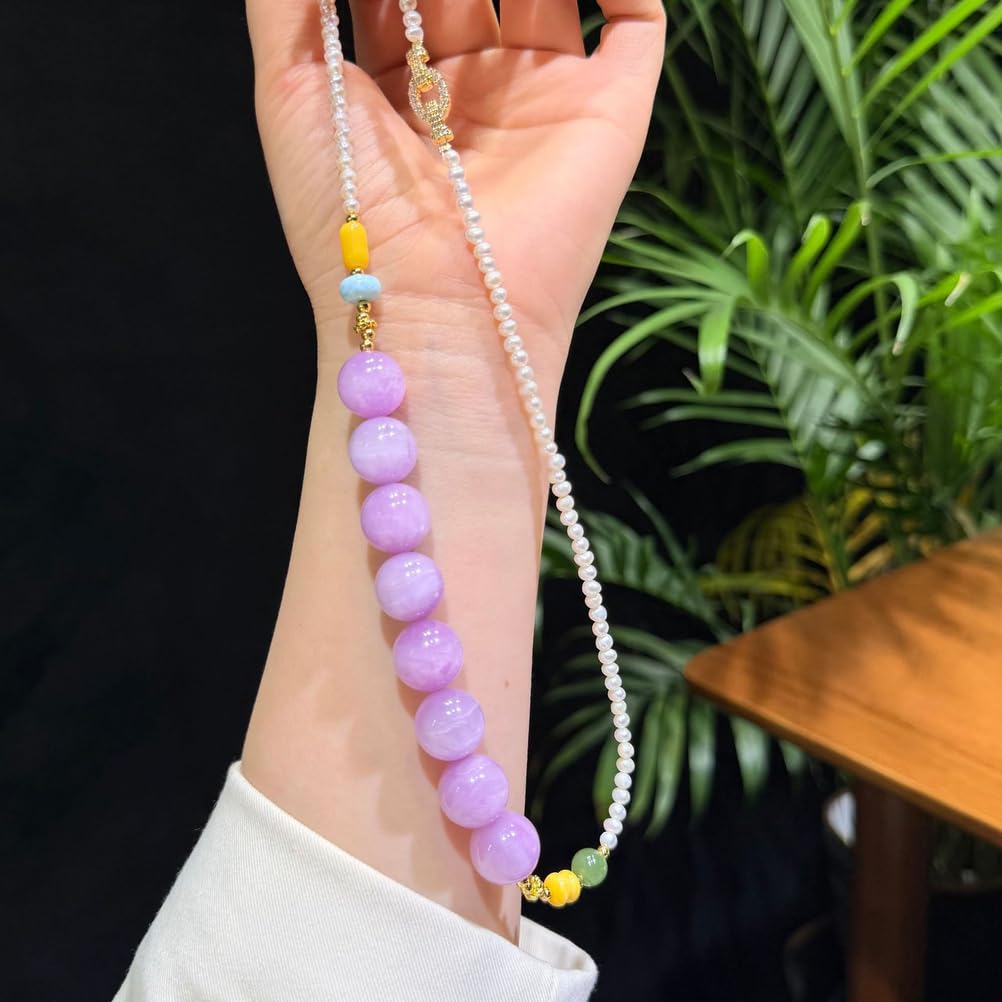 Collar de Cristal Sencillo y único para Mujer, Gargantilla de Cuentas de kunzita Natural, joyería de Moda Hecha a Mano con Cuentas, Regalo de meditación