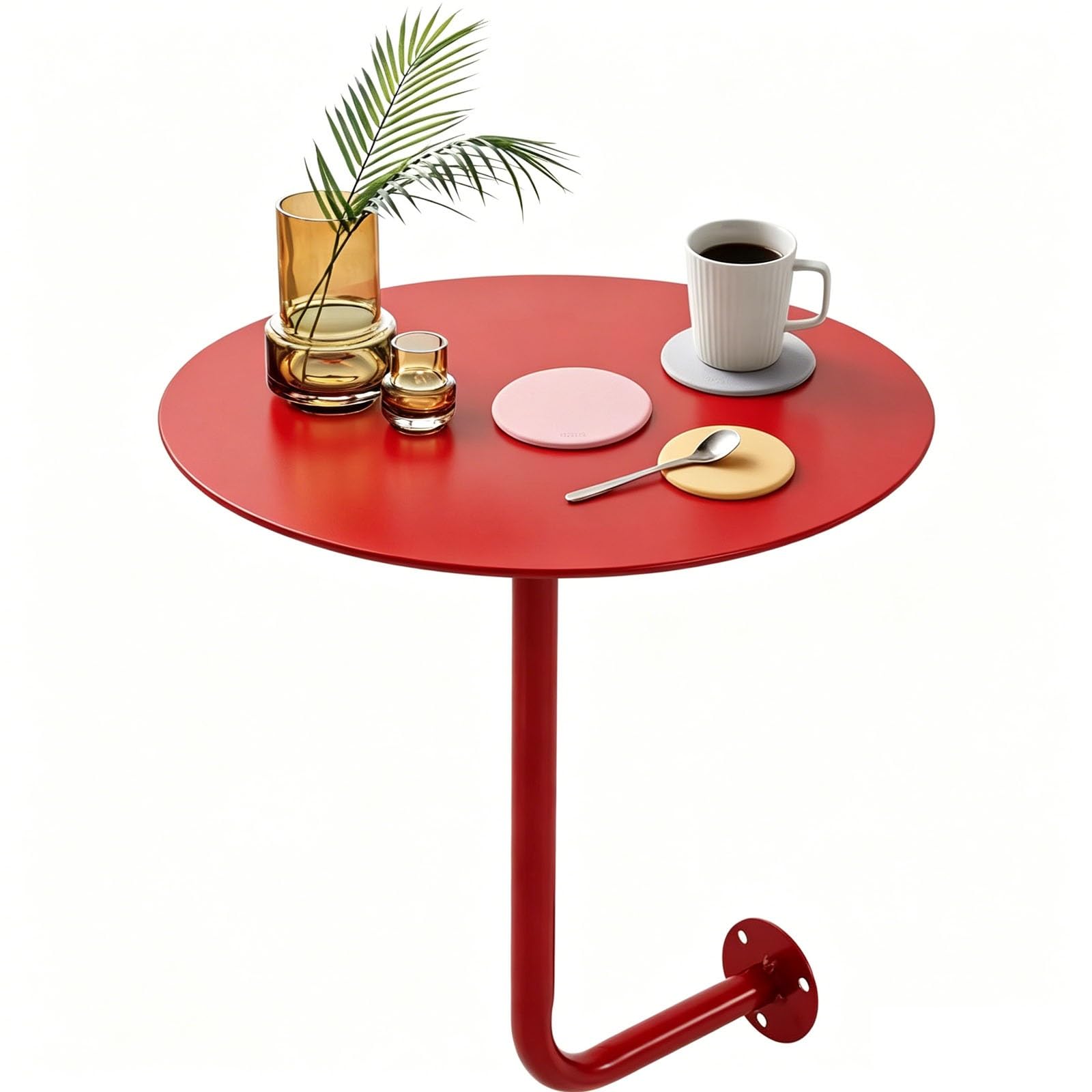 Mesa de montaje en pared redonda de acero inoxidable tipo L auxiliar de bar