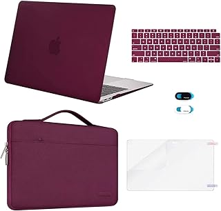 MOSISO Compatible with MacBook Air 13 inch Case 2022 2021 2020 2019 2018 Release A2337 M1 A2179 A1932 Retina Display, Plastic Hard Shell&Bag&Keyboard Skin&Webcam Cover&Screen Protector,Marsala Red