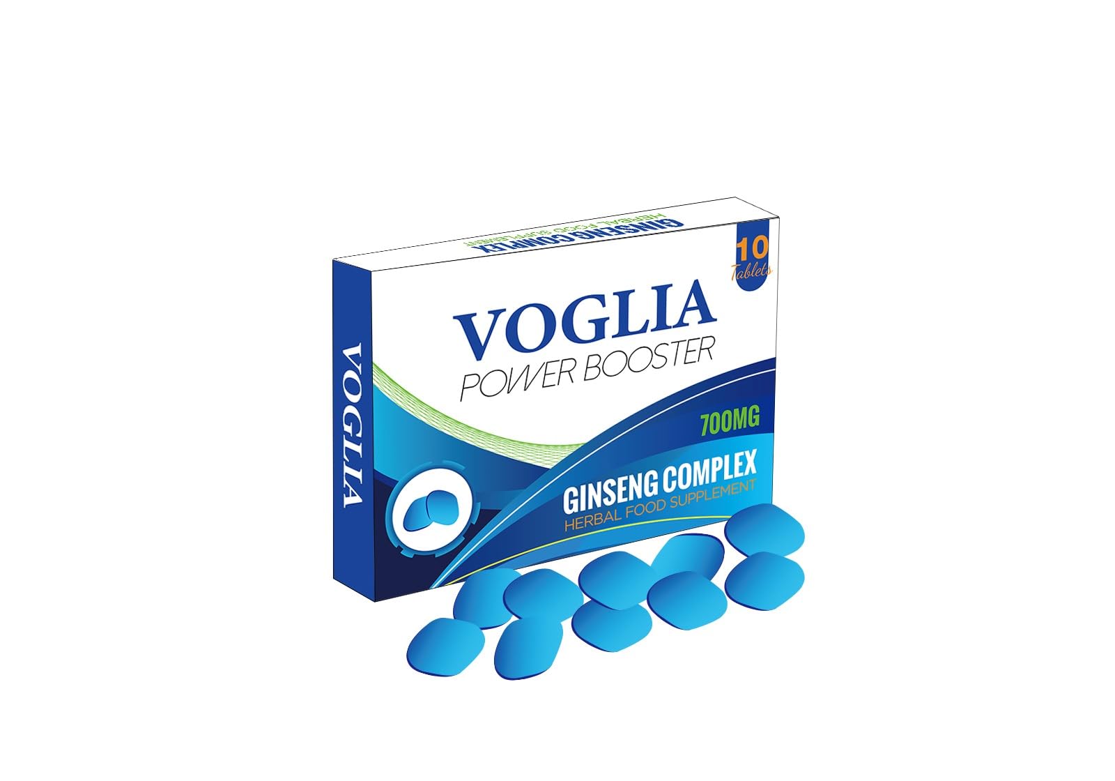VOGLIA Blue-New Stronger for Longer Formula for Men - Ultra Strong Performance Enhancing Pills, Stamina Endurance Booster Blue Supplement Pills for Men - 10 Ginseng Capsules 700MG