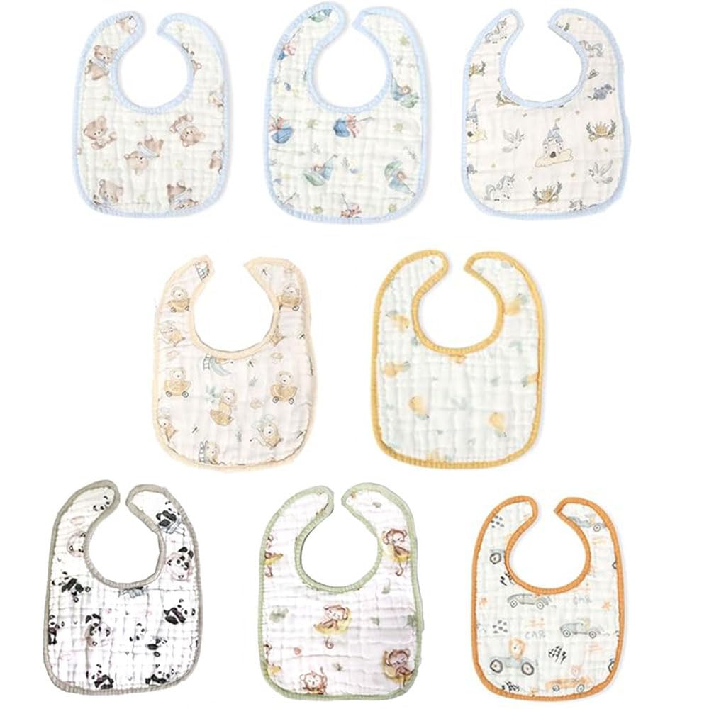 Oaygat 8 Pack Baby Bandana Dribble Bibs Soft and Absorbent Drool Bibs Cotton Infant Bib Breathable Infant Newborn Baby Feeding Teething Bib with Adjustable Snaps for Unisex Newborn and Toddlers 0-36M