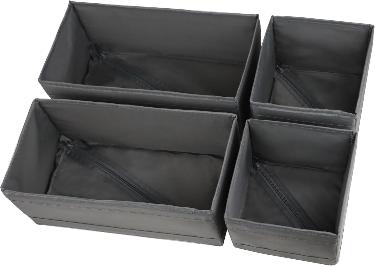 Washable Cloth Drawer Organizer, Set of 4 Foldable Sock