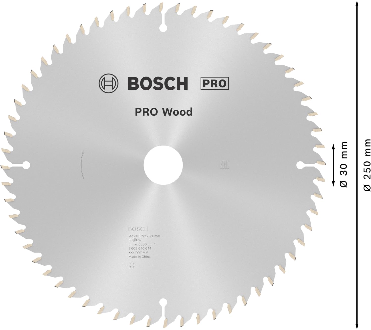Bosch Hoja de sierra circular Optiline Wood 250 x 30 x 3,2 mm 60 dientes