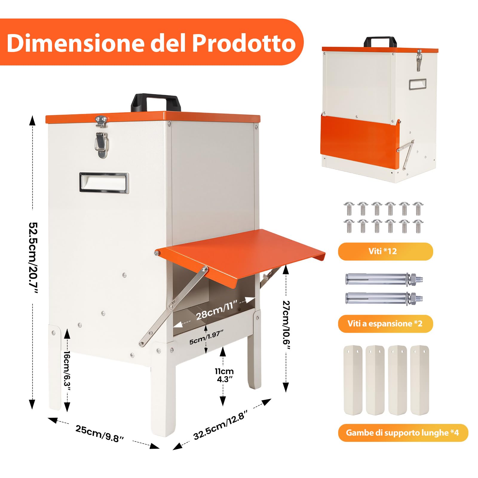 Mangiatoia Automatica per Pollo,Avicoli per Galline Antitopo,18kg（30lbs）Acciaio Zincato Abbeveratoio Galline,Antispreco Mangiatoia Galline,Mangiatoia Impermeabile per Pollame