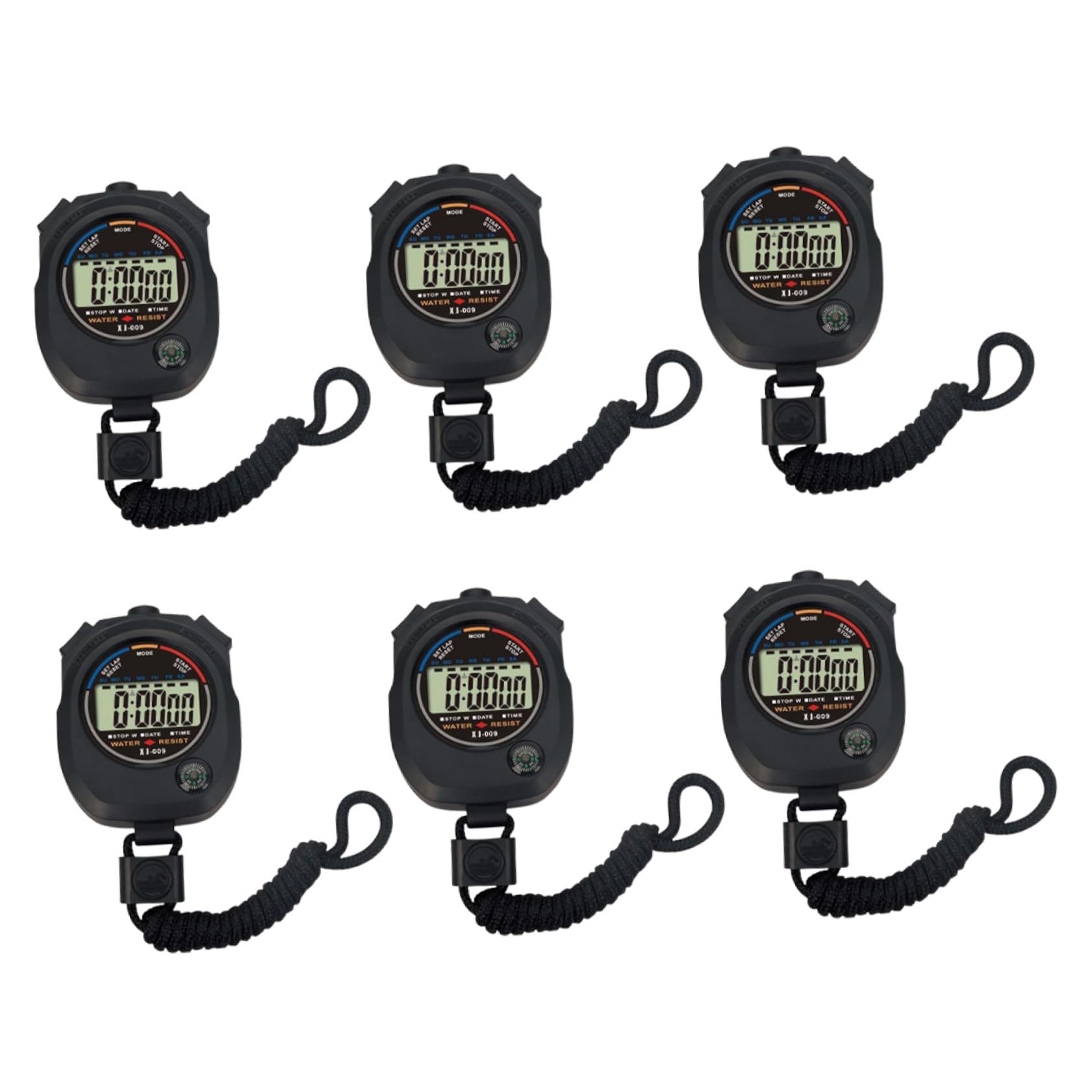 Cronometro Digitale Elettronico Zsd-009 6 Pezzi in Abs Nero | Portatile, Leggero e Pratico, per Partita e Allenamento, Set da 6 Pezzi